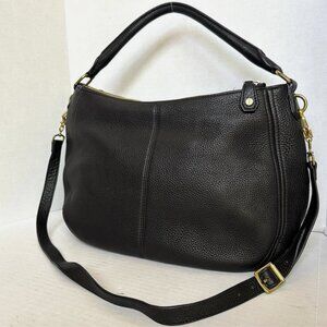 J Crew Biennial 100% Black Pebbled Leather Hobo Crossbody Shoulder Bag